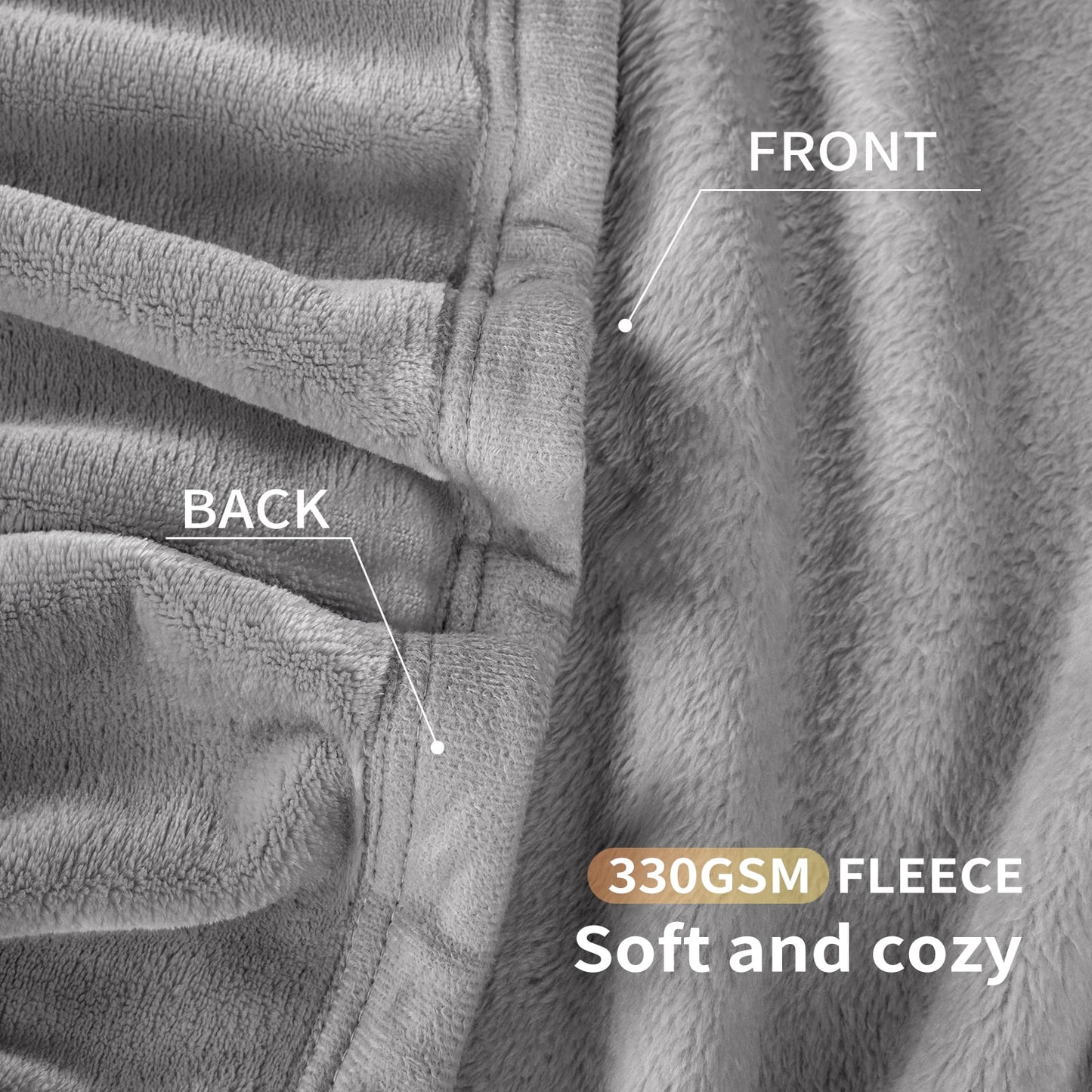 Fleece Blanket Throw Fleece Blanket Throw, Fleece Blanket Throw, Fleece Blanket Throw, Cozy Fuzzy Throw Blankets, Soft Plush Bed Blanket Gray, 60"X44"