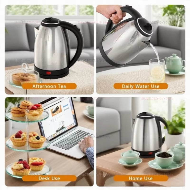 stainless steel electric kettle 2L, Electric Kettle 2L Hot Water Kettle Stainless Steel Electric Teapot Coffee Tea Beverage Boiler Electric Water Heater 220V/230V