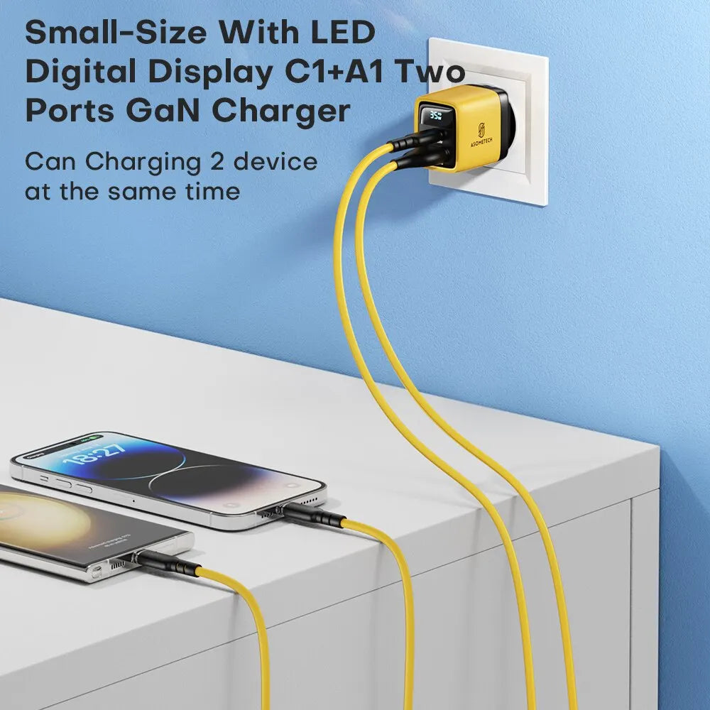 35W GaN charger with Quick Charge, 35W Gan Charger LED Display QC3.0 30W 25W PD PPS Quick Charge USB Type C Charger for Iphone 14 Pro Samsung S23 Xiaomi