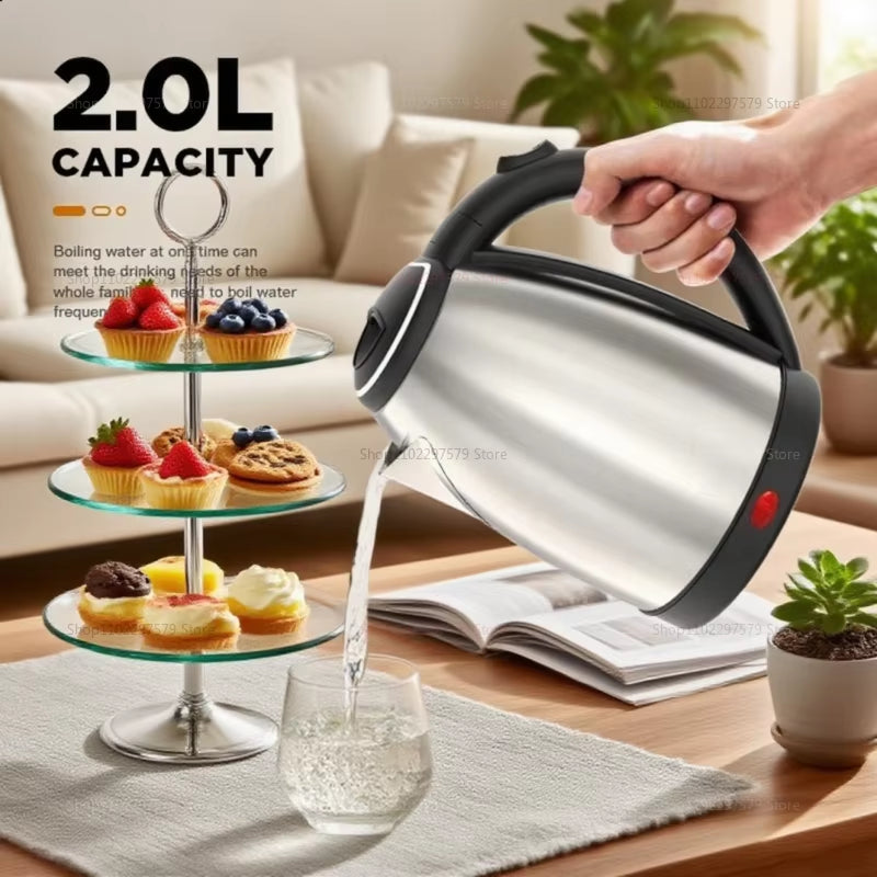 stainless steel electric kettle 2L, Electric Kettle 2L Hot Water Kettle Stainless Steel Electric Teapot Coffee Tea Beverage Boiler Electric Water Heater 220V/230V