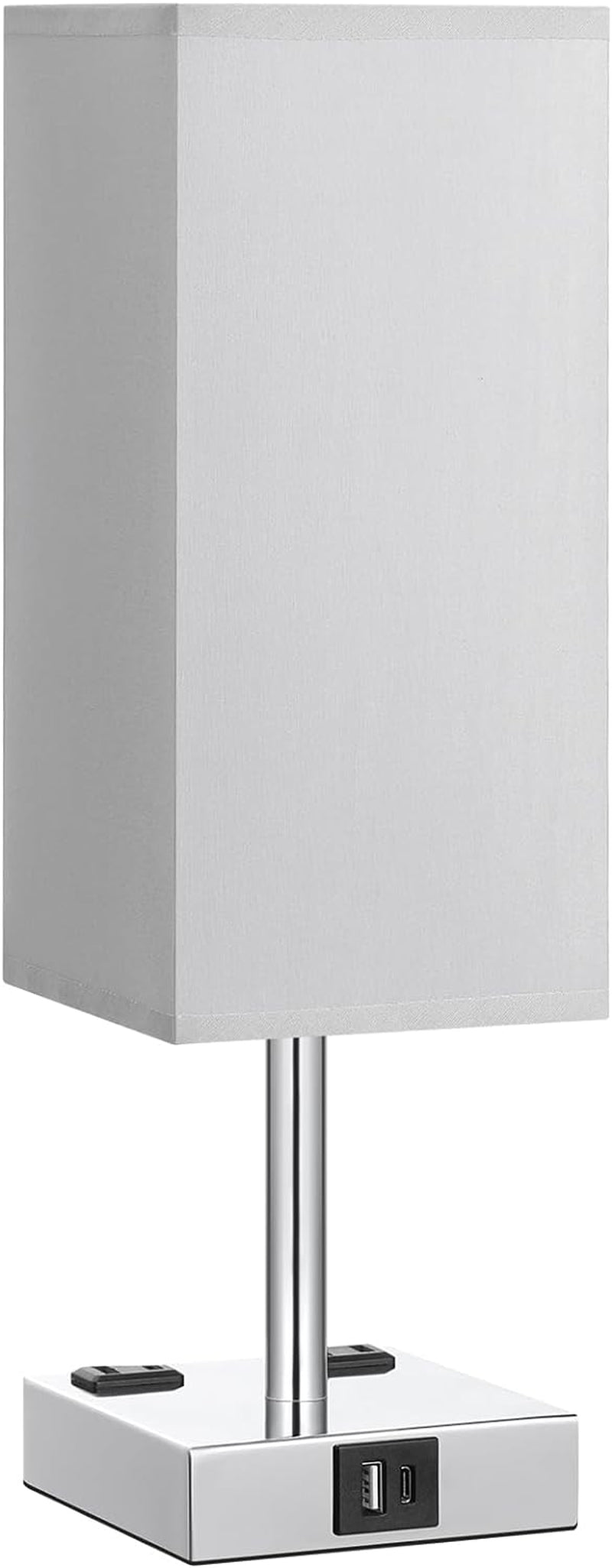 touch control bedside lamp with USB ports, 【Upgraded】Bedside Table Lamp Touch Control, with USB C+A Charging Ports & Dual AC Outlets, 3-Way Nightstand Lamp for Bedroom with Lampshade Living Room Office(Led Dimmable Bulb Included)