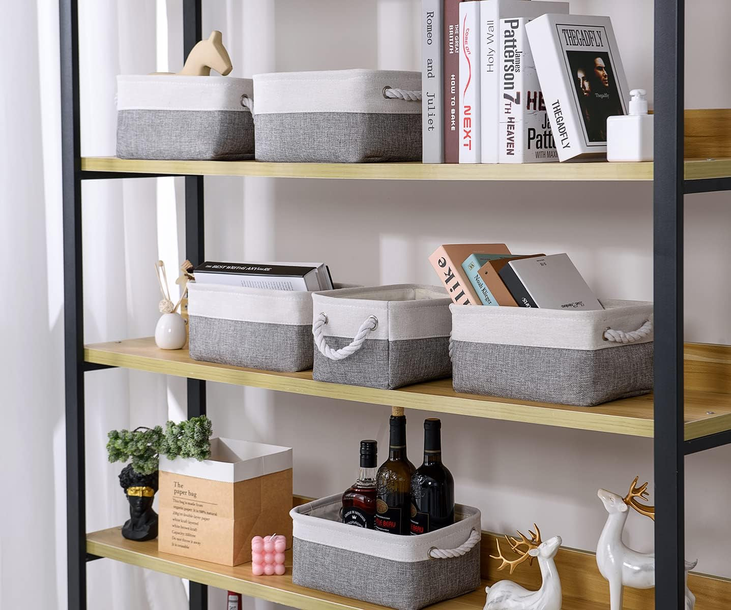 foldable fabric storage baskets Storage Baskets 12X8X5 Inch 10 Pack Fabric Baskets Foldable Storage Bins Decorative Baskets Cloth Storage Baskets