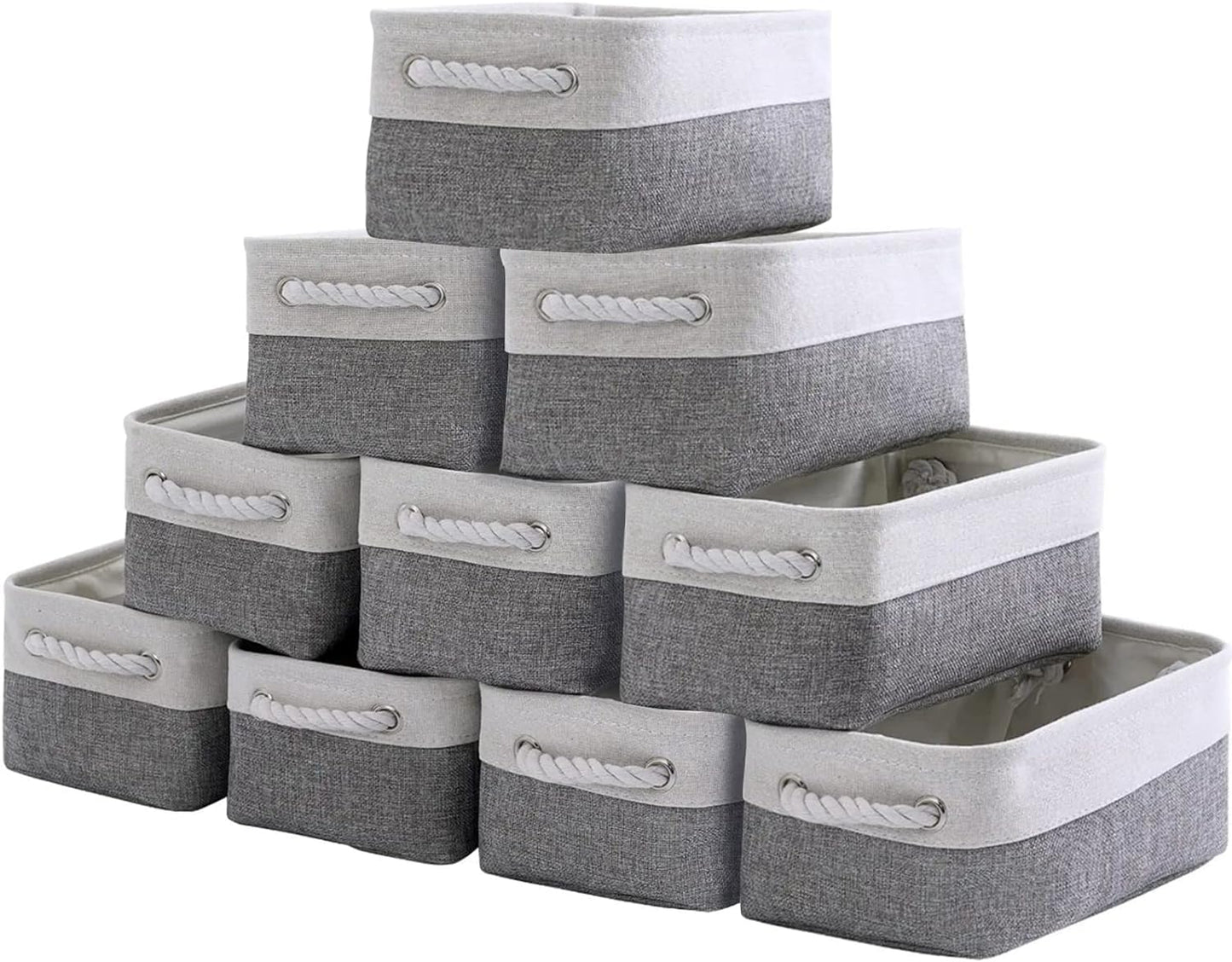foldable fabric storage baskets Storage Baskets 12X8X5 Inch 10 Pack Fabric Baskets Foldable Storage Bins Decorative Baskets Cloth Storage Baskets