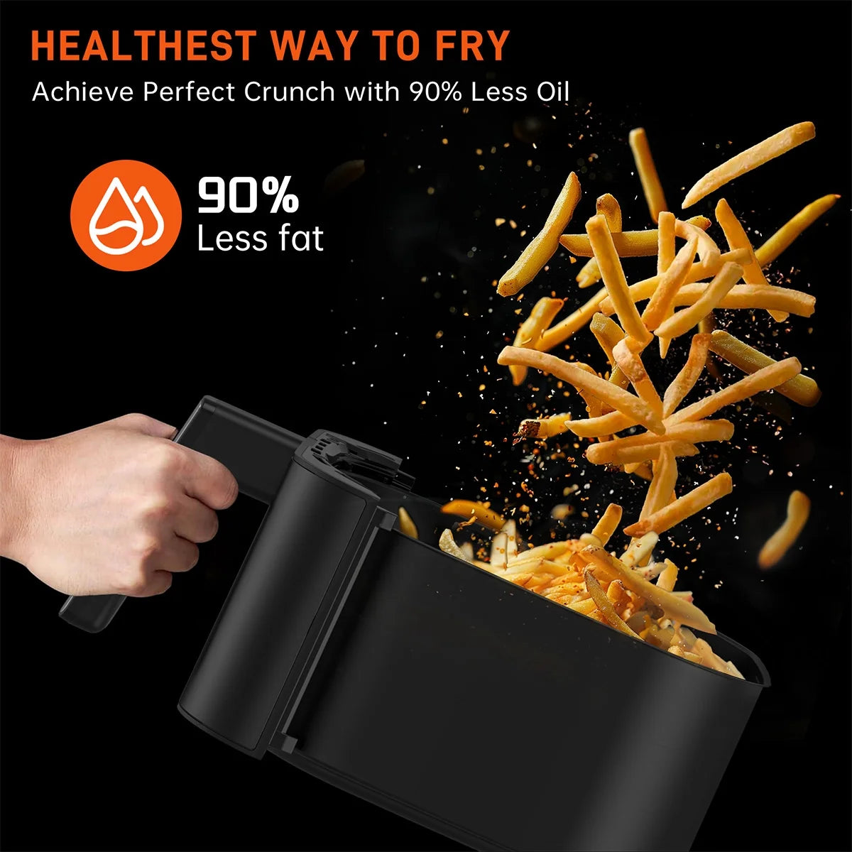 7.5 QT multifunctional air fryer, Air Fryer, 7.5 QT Large Air Fryer with Clear Window & Washable Basket,10-In-1 Presets Functions for Crisp,Roast,Bake and Reheat,Nonstick,Digital Touchscreen,Quiet, Black