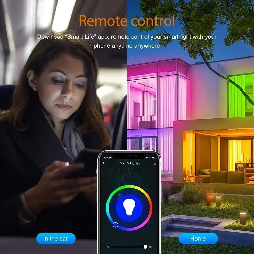 Tuya E27 smart bulb, Tuya E27 Bulb WIFI Zigbee Bluetooth, Dimmable Light LED Lamps 2700-6500K RGB, Smart Life APP, Voice with Alexa Google Home