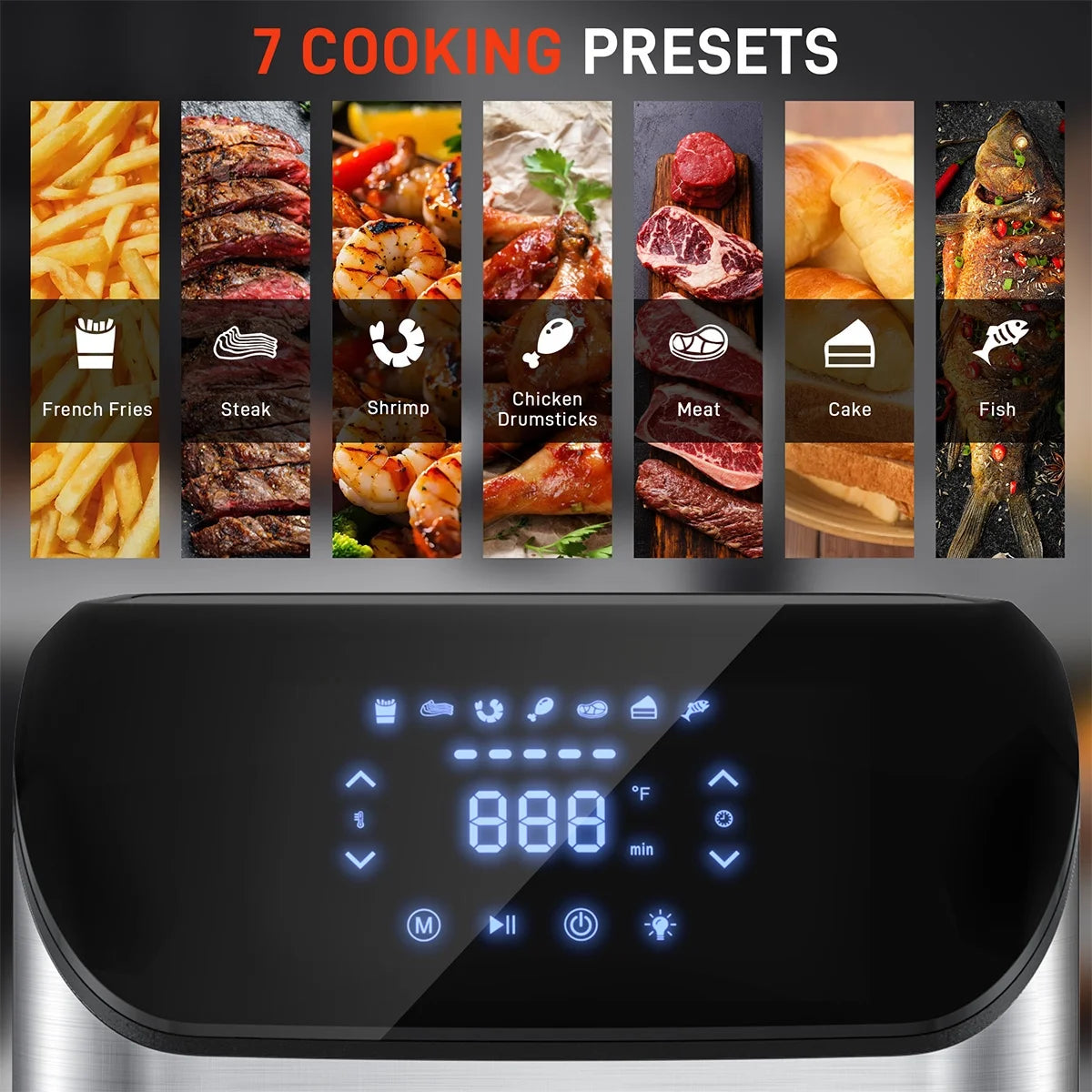 7.5 QT multifunctional air fryer, Air Fryer, 7.5 QT Large Air Fryer with Clear Window & Washable Basket,10-In-1 Presets Functions for Crisp,Roast,Bake and Reheat,Nonstick,Digital Touchscreen,Quiet, Black