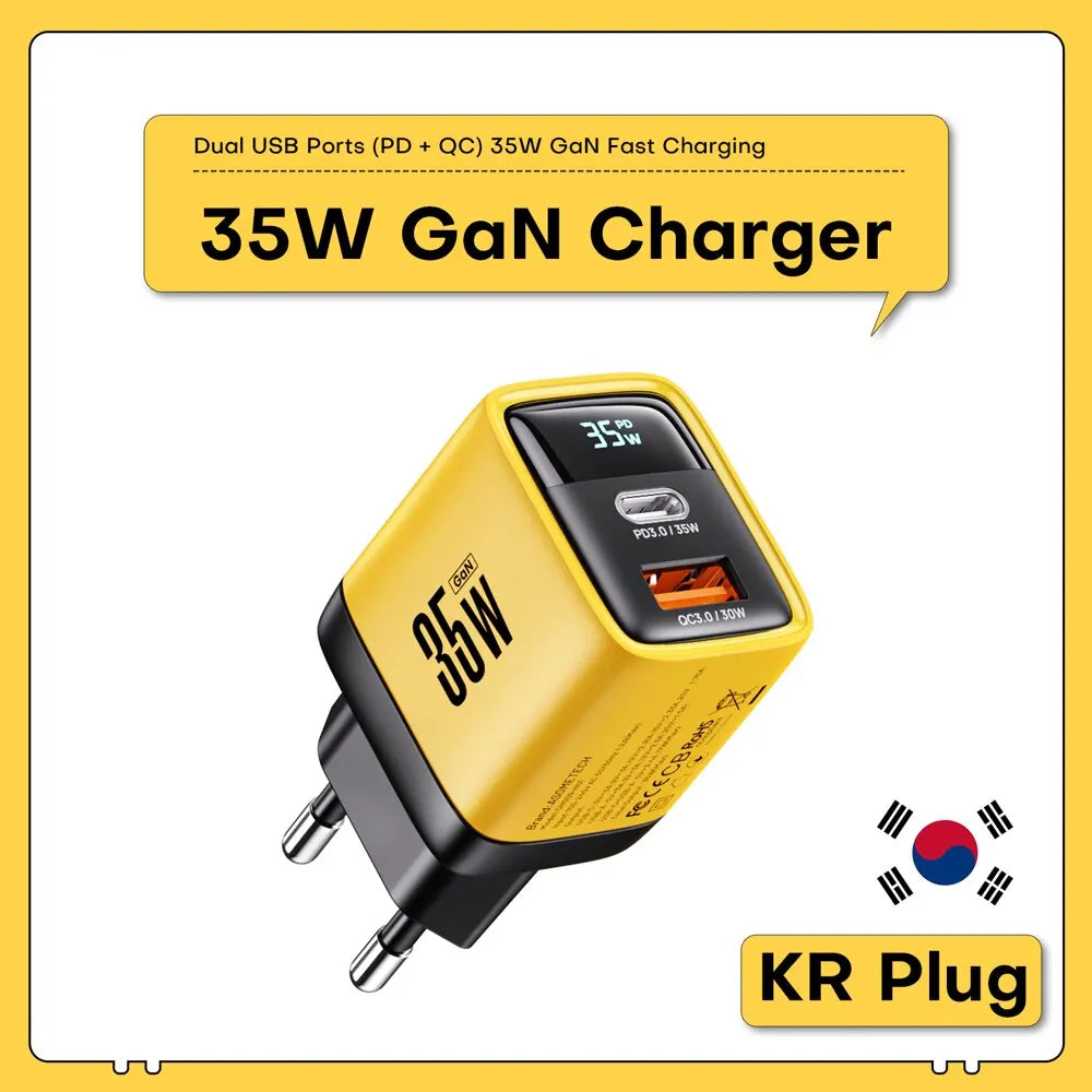 35W GaN charger with Quick Charge, 35W Gan Charger LED Display QC3.0 30W 25W PD PPS Quick Charge USB Type C Charger for Iphone 14 Pro Samsung S23 Xiaomi