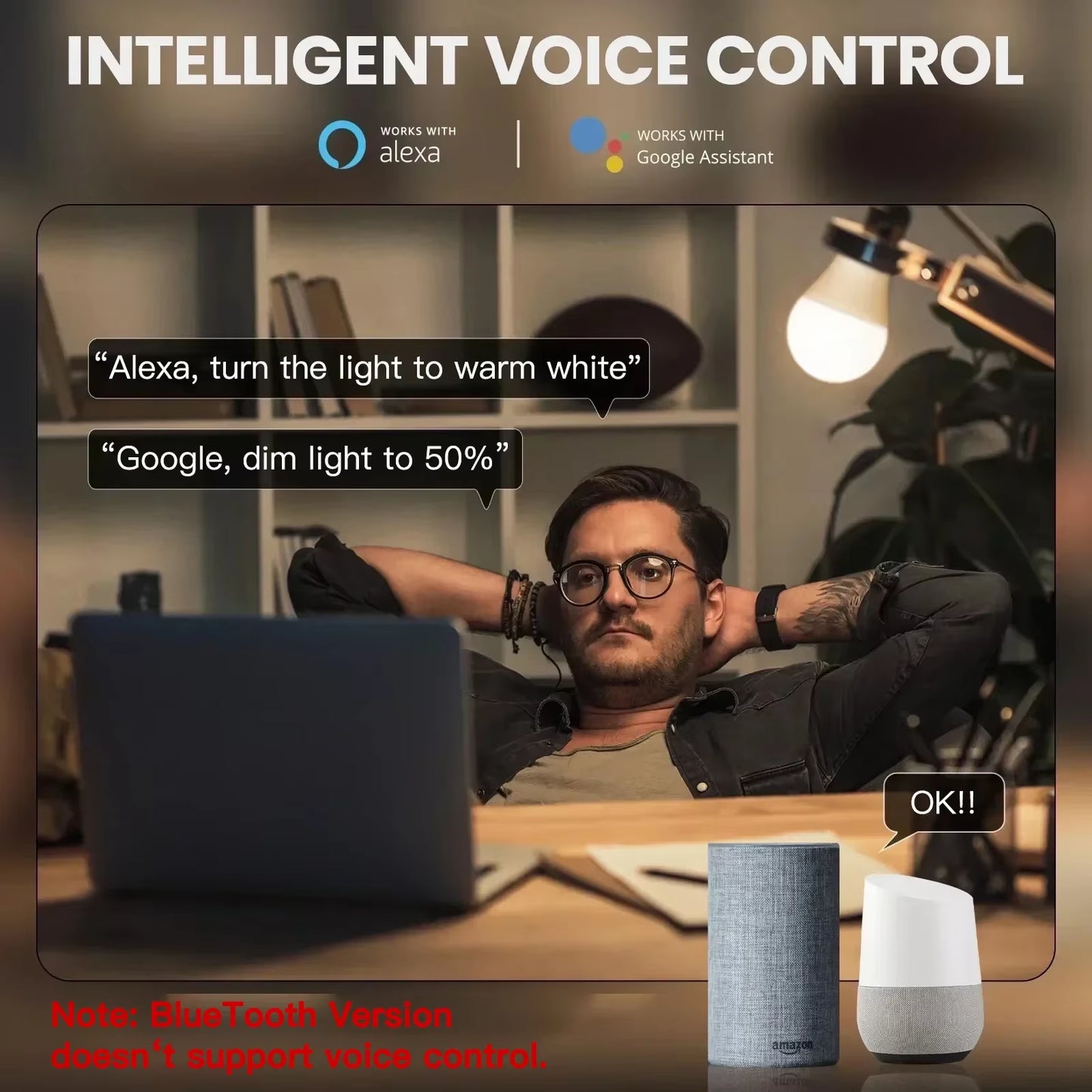 Tuya E27 smart bulb, Tuya E27 Bulb WIFI Zigbee Bluetooth, Dimmable Light LED Lamps 2700-6500K RGB, Smart Life APP, Voice with Alexa Google Home