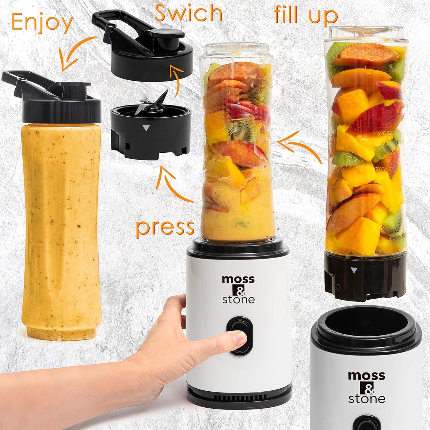 personal blender for smoothies Personal Blender Single Serve Shake & Smoothies Maker with Portable Travel Sport Bottle - Mini Juicer, White & Black Single Serve Blender for Smoothies and Shakes - Bottle 20 Oz