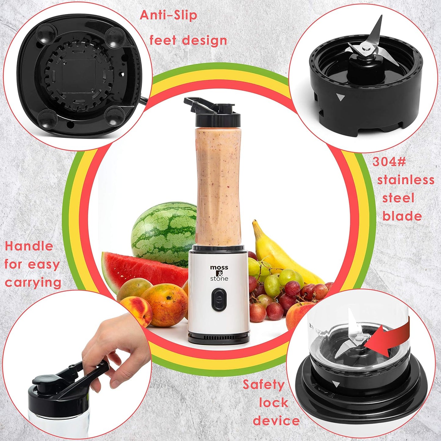 personal blender for smoothies Personal Blender Single Serve Shake & Smoothies Maker with Portable Travel Sport Bottle - Mini Juicer, White & Black Single Serve Blender for Smoothies and Shakes - Bottle 20 Oz