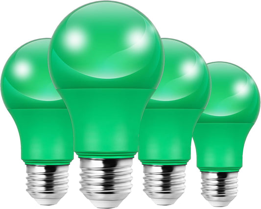 Green Light Bulb for Halloween Green Light Bulb for Halloween Green Light Bulb for Halloween Green Light Bulb for Halloween, Green Light Bulb for Halloween, A19 LED Light Bulb 60W Equivalent, E26 Medium Base, 9W, Green Lights Bulb for Halloween Decoration, Porch, Garden, 4 Pack