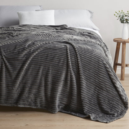 Cut Plush Fleece Blanket, Soft Lightweight Fuzzy Luxury Throw Size Bed Blankets for Bed, Throw, Gray