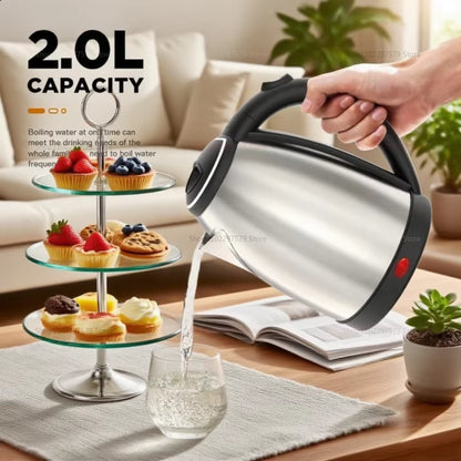 stainless steel electric kettle 2L, Electric Kettle 2L Hot Water Kettle Stainless Steel Electric Teapot Coffee Tea Beverage Boiler Electric Water Heater 220V/230V