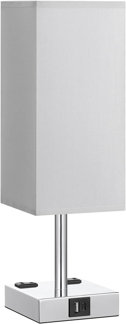 touch control bedside lamp with USB ports, 【Upgraded】Bedside Table Lamp Touch Control, with USB C+A Charging Ports & Dual AC Outlets, 3-Way Nightstand Lamp for Bedroom with Lampshade Living Room Office(Led Dimmable Bulb Included)
