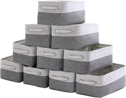 foldable fabric storage baskets Storage Baskets 12X8X5 Inch 10 Pack Fabric Baskets Foldable Storage Bins Decorative Baskets Cloth Storage Baskets 