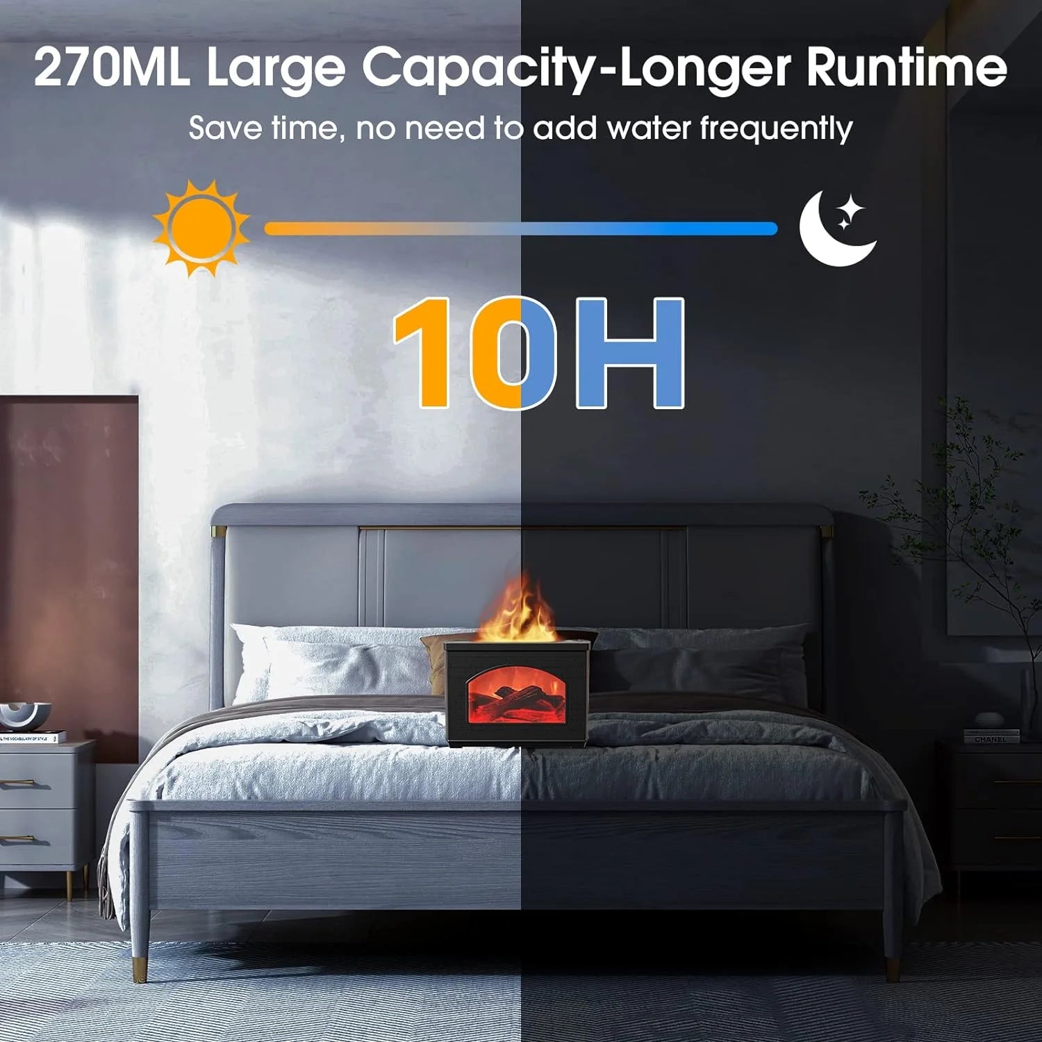 fireplace oil diffuser, Flame Oil Diffuser, 270Ml Cool Mist Humidifier Diffuser,Sleep Relax for Outdoor Bedroom Living Roomï¼Fireplace Air Diffuser