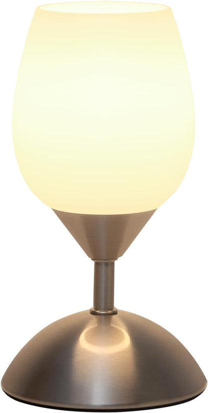small touch lamp for bedroom Small Touch Lamp for Bedroom Nightstand, 3-Way Dimmable Bedside Lamps Opal Glass Desk Lamp Silver Base, Tiny Table Lamp for Small Spaces Ambient Lighting for Living Room, E12 Bulb Included
