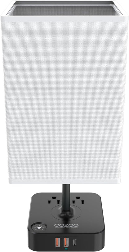 dimmable USB bedside lamp with outlets, Table Lamp Dimmable  USB Bedside Table Desk Lamp with 2 USB Charging Port(A+C) 2 Outlet,Nightstand Lamp with Charger Base White Fabric Shade,Led Touch Lamp for Bedroom/Livingroom/Dorm/Home Office